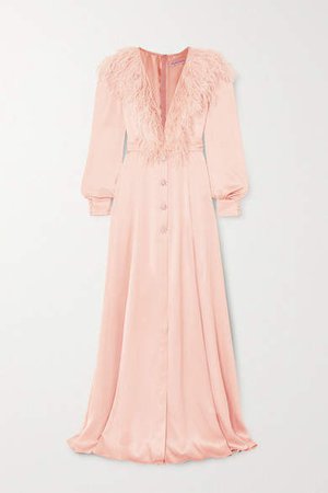 Ralph & Russo - Feather-trimmed Silk-satin Gown - Pink