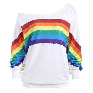Rainbow Off-Shoulder Pullover