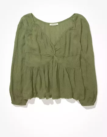 AE Twist Front Blouse green