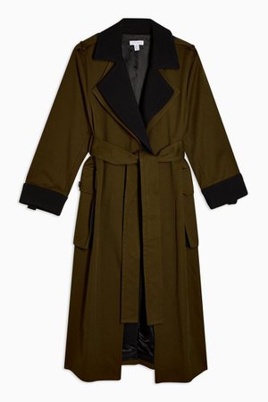 **Khaki Double Layer Trench by Topshop Boutique | Topshop