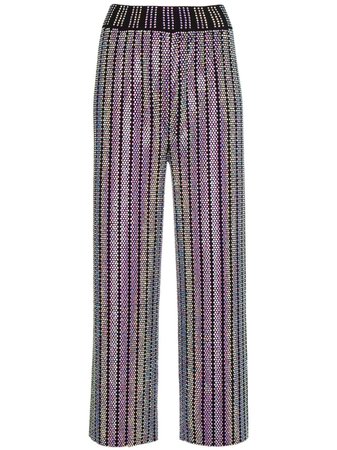 Gucci Crystal Embroidered Ribbed Knit Pants