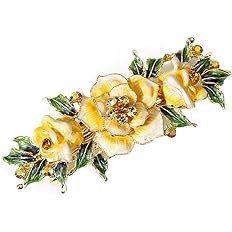 Amazon.com : Fodattm Women Lady Vintage Exquisite Flower French Hair Barrette Metal Hairpin Rhinestone Spring Hair Clip Bridal Wedding Crystal Hair Clasps (Yellow) : Beauty & Personal Care