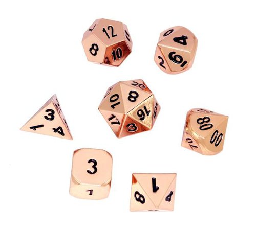 Shadow Rogue Rose Gold / Copper Polyhedral D&D Dice Set with Case – Darksilver Forge