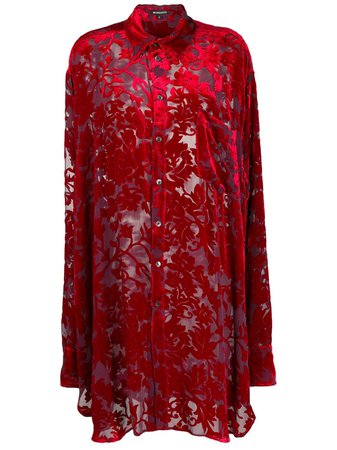 Red Ann Demeulemeester Oversized Patterned Shirt | Farfetch.com