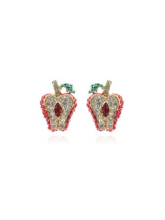[jewelCOUNTY쥬얼카운티]Red Crystal Apple Post Earrings