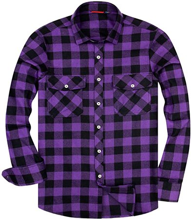 Amazon.com: Alimens & Gentle Men's Button Down Regular Fit Long Sleeve Plaid Flannel Casual Shirts - Color: Purple, Size: Medium: Clothing