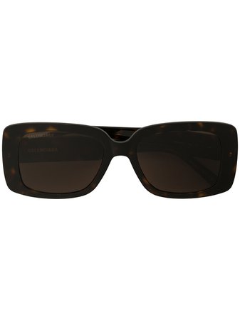 Balenciaga Eyewear tortoiseshell rectangular logo sunglasses - FARFETCH