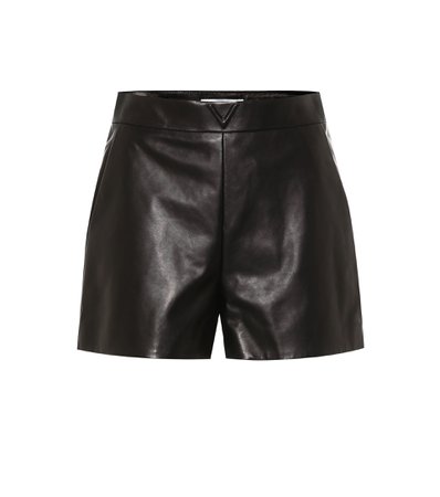 Valentino - Leather shorts | Mytheresa
