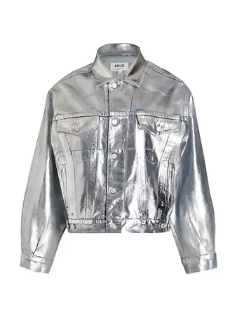 Shop AGOLDE Charli Metallic Denim Jacket | Saks Fifth Avenue