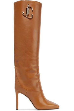 Jimmy Choo | Mahesa 100 embellished leather knee boots | NET-A-PORTER.COM