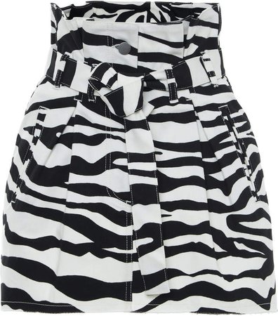 Attico High-Rise Zebra-Print Cotton Skirt Size: 38