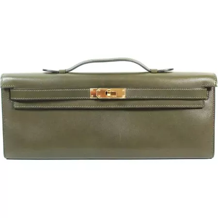 New: Hermes Kelly Cut Clutch Pochette Olive Green Leather Gold Hardware | Google Shopping