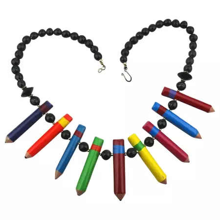 Vintage Colorful Crayon Pencil Necklace
