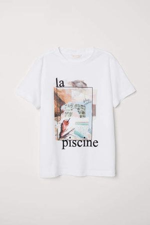T-shirt with Printed Design - White