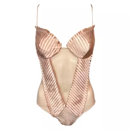 Tom Ford for Gucci S/S 2004 Runway Bustier Sheer Cutout Lingerie Bodysuit Top For Sale at 1stDibs