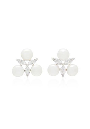 Fallon Faux Pearl, Crystal And Silver-Plated Earrings