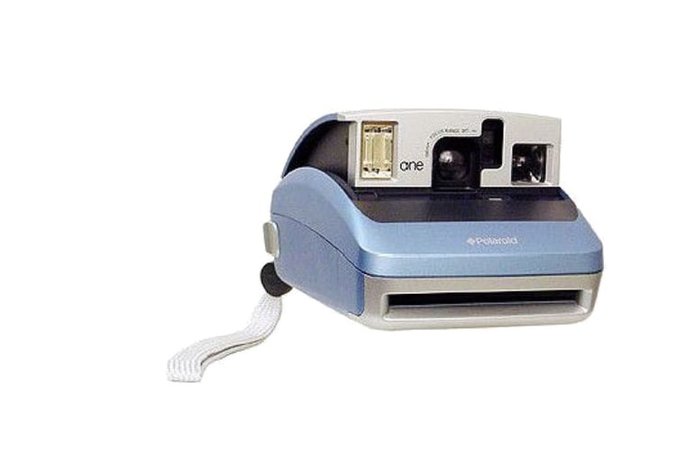 baby blue polaroid camera