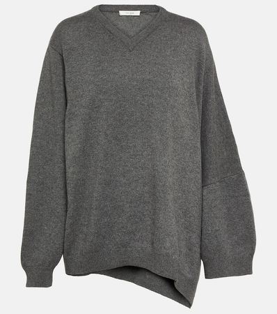 Erminia Asymmetric Cashmere Sweater in Grey - The Row | Mytheresa