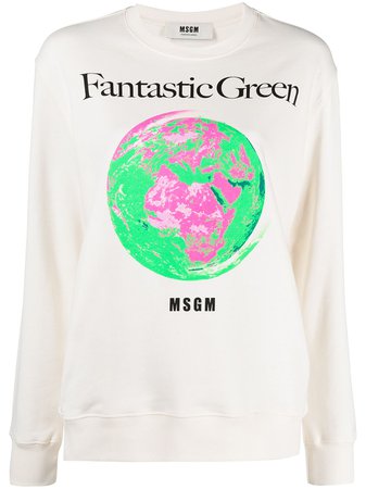 MSGM Fantastic Green cotton sweatshirt 3041MDM193217119 - Farfetch