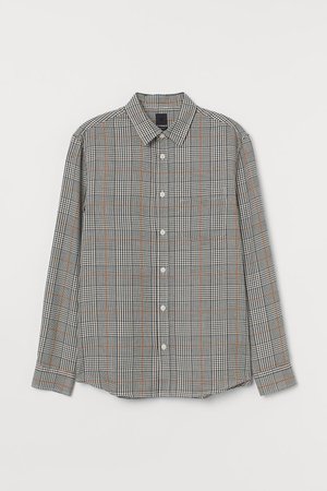 Regular Fit Shirt - Beige/black plaid - Men | H&M US