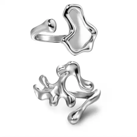 Y2k Irregular Liquid Metal Lava Rings For Women Egirl Creative Geometric Hollow Open Ring Branches Texture Rings Trendy Jewelry - Rings - AliExpress