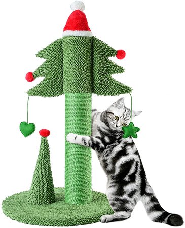 Amazon.com : BOLUO Cat Christmas Tree Toy Tall Scratching Post for Adult Large Cats Scratcher Cute Kitten Kitty Sisal Scratch with Teaser Ball Indoor Outdoor 31 inch : Pet Supplies