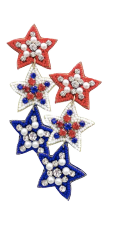 Red, White & Blue Rhinestone Star Earrings