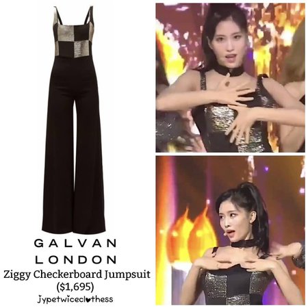Twice's Fashion on Instagram: “MOMO SBS INKIGAYO GALVAN- Ziggy Checkerboard Jumpsuit ($1,695) #twicefashion #twicestyle #twice #nayeon #jeongyeon #jihyo #momo #mina…”