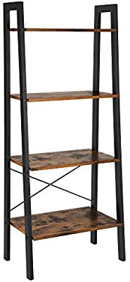 VASAGLE Ladder Shelf, Bookshelf, 4-Tier Industrial Storage Rack for Living Room, Bedroom, Kitchen, Rustic Brown and Black LLS44X: Amazon.co.uk: Kitchen & Home