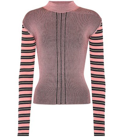 Striped cotton-blend sweater