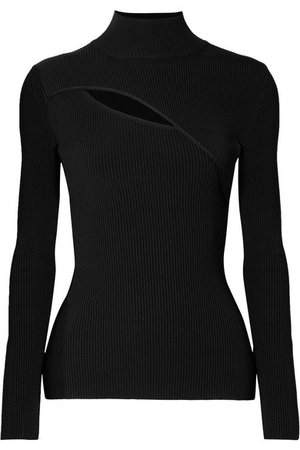 Mugler | Cutout ribbed-knit turtleneck sweater | NET-A-PORTER.COM