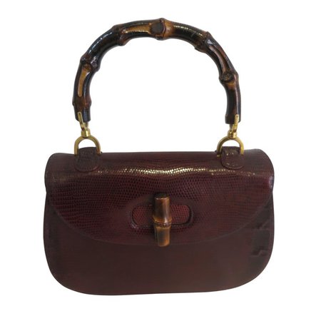 Gucci Vintage Bamboo Snakeskin Handbag, 1960 For Sale at 1stdibs