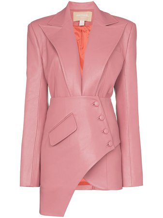 Pink Matériel Asymmetric Faux Leather Blazer | Farfetch.com