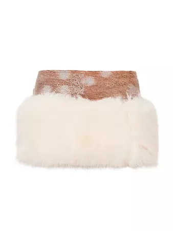 Clyde Faux Fur Matte Chainmail Mini Skirt In Bambi | POSTER GIRL