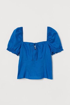 Linen Blouse - Cornflower blue - | H&M US