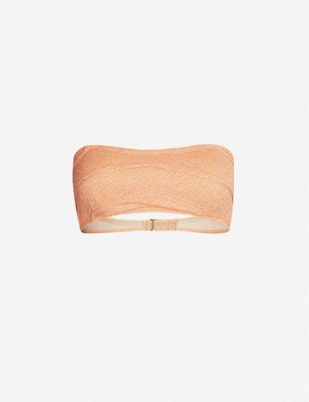 PEONY - Shimmer bandeau bikini top | Selfridges.com