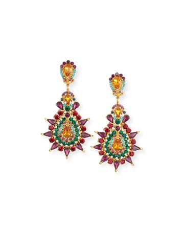 Jose & Maria Barrera Multicolor Crystal Clip-On Earrings