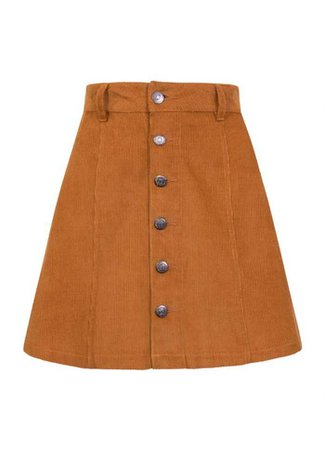 Janet A-Line Button Cord Skirt | Mustard Mini Skirt | Joanie Clothing
