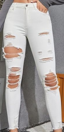 White ripped jeans