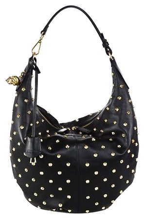 *clipped by @luci-her* Alexander McQueen New Spike Studded Padlock Black Leather Hobo Bag - Tradesy
