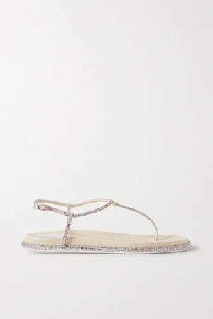 Diana Crystal-embellished Satin Sandals - Beige