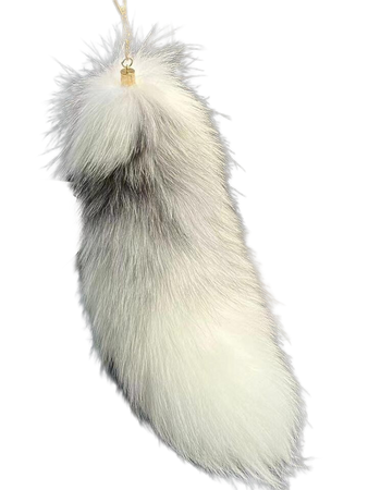 white fox tail keychain