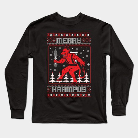 Krampus Ugly Sweater - Christmas Sweater - Long Sleeve T-Shirt | TeePublic