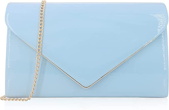 MOJISOLO Women's Evening Clutch Bags for Formal Cocktail Prom Wedding Party Patent Leather Dressy Foldover Purse Blue: Handbags: Amazon.com