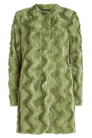 Steffen Schraut - Faux Fur Coat with Printed Lining - green