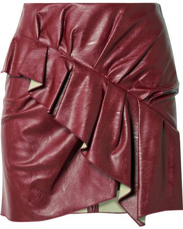 Zeist Ruffled Faux Textured-leather Mini Skirt