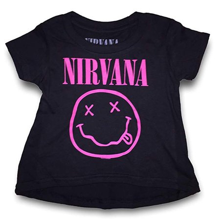 Amazon.com: FEA Nirvana Little Girls Pink Smiley Black T-Shirt (2T): Clothing