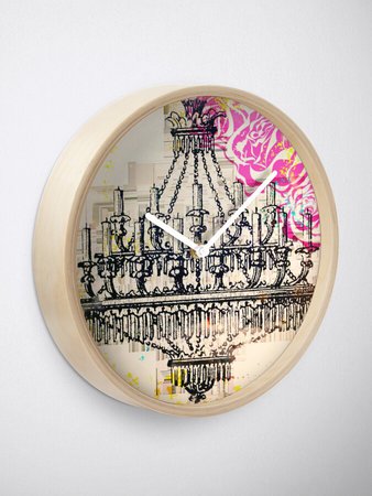 "Vintage Chandelier & Roses" Clock by gizzycat | Redbubble