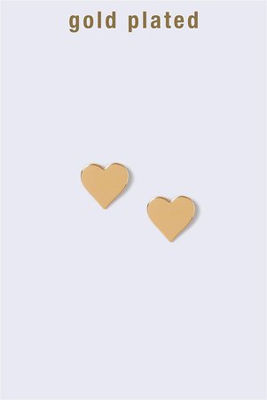 Gold Plated Small Heart Studs Earrings   - Gina Tricot