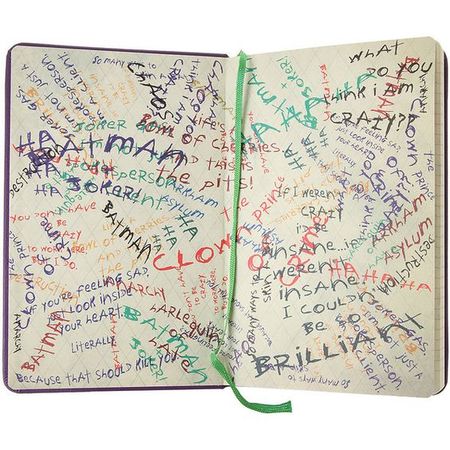 journal with scribbled and frantic writing